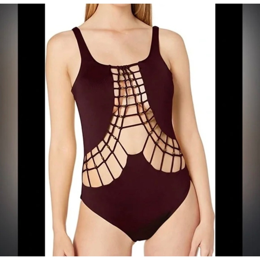 Dolce Vita Rust Cutout One-Piece‎ Swimsuit Large